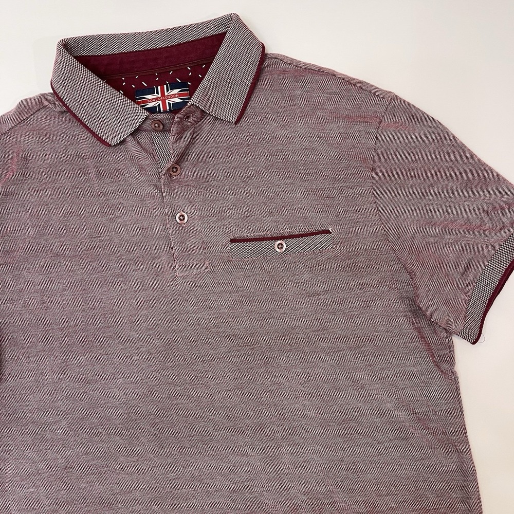 Soul Of London Men's Short Sleeve Polo Shirt‎ Burgundy Size Medium